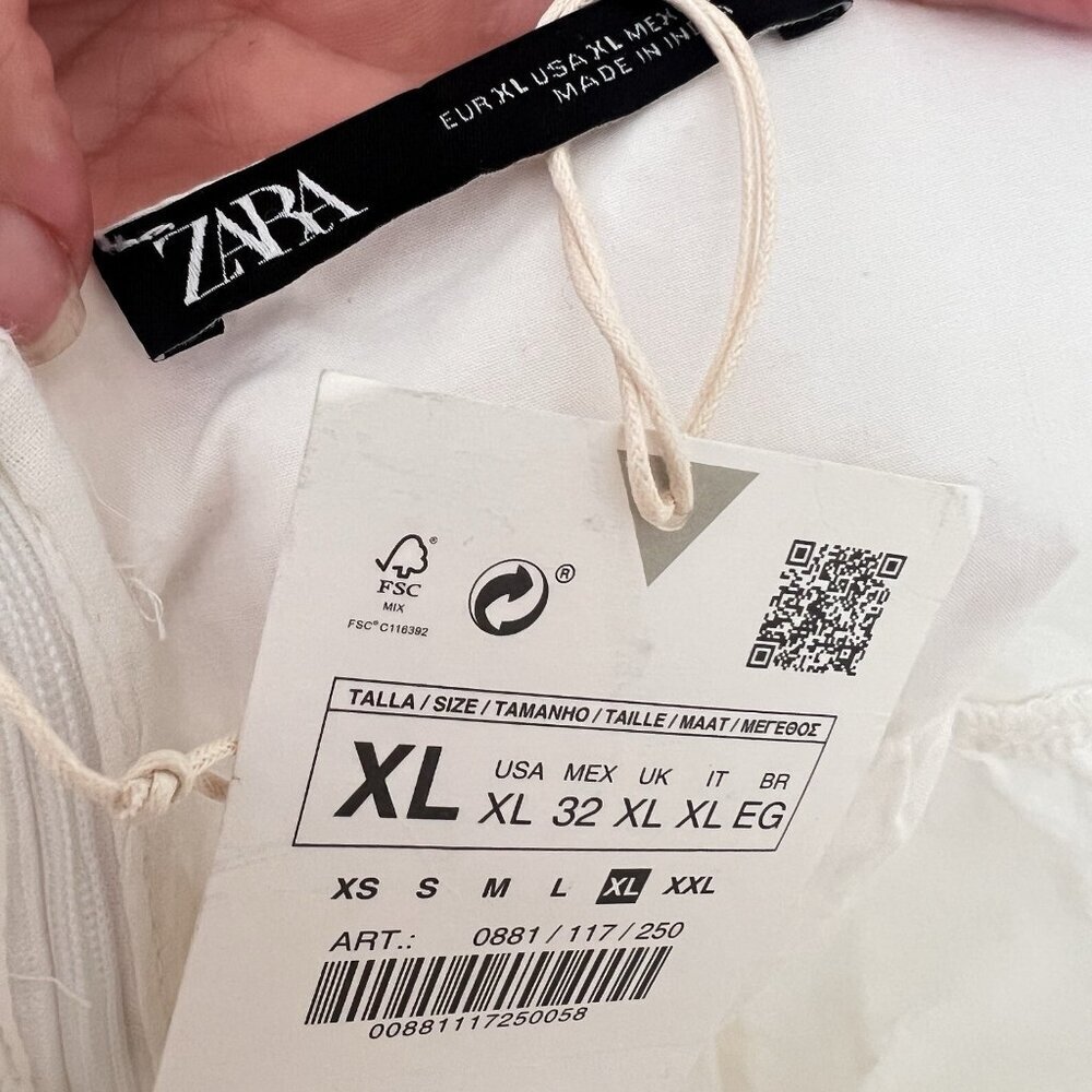 Zara White eyelet embroidered dress XLARGE XL Women’s NWT - Picture 8 of 11
